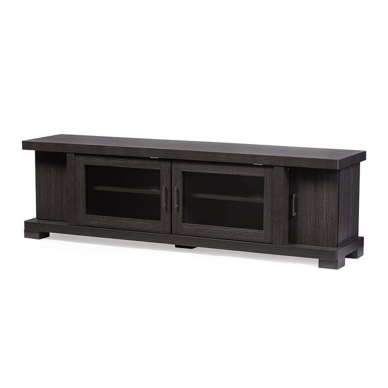Baxton Studio Viveka 70-Inch Dark Brown Wood TV Cabinet with 2 Glass Doors and 2 Doors Baxton Studio Viveka 70-Inch Dark Brown Wood TV Cabinet with 2 Glass Doors and 2 Doors
