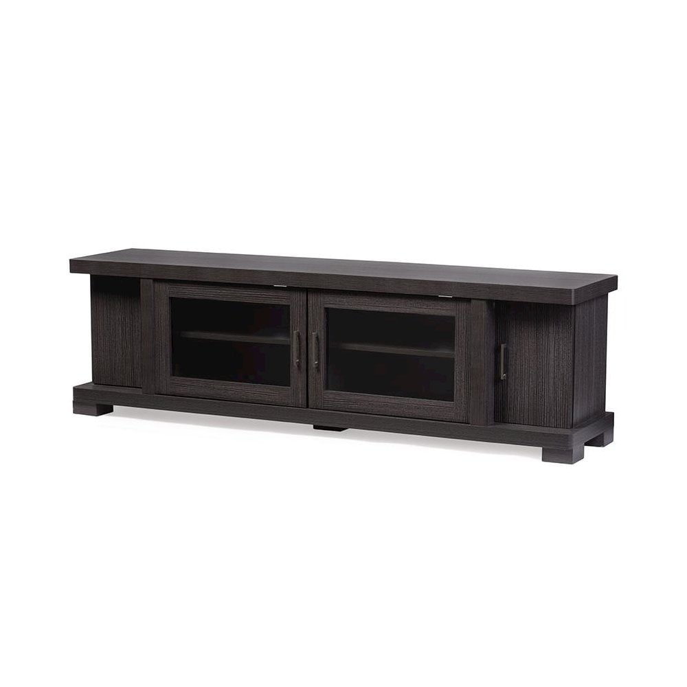Baxton Studio Viveka 70-Inch Dark Brown Wood TV Cabinet with 2