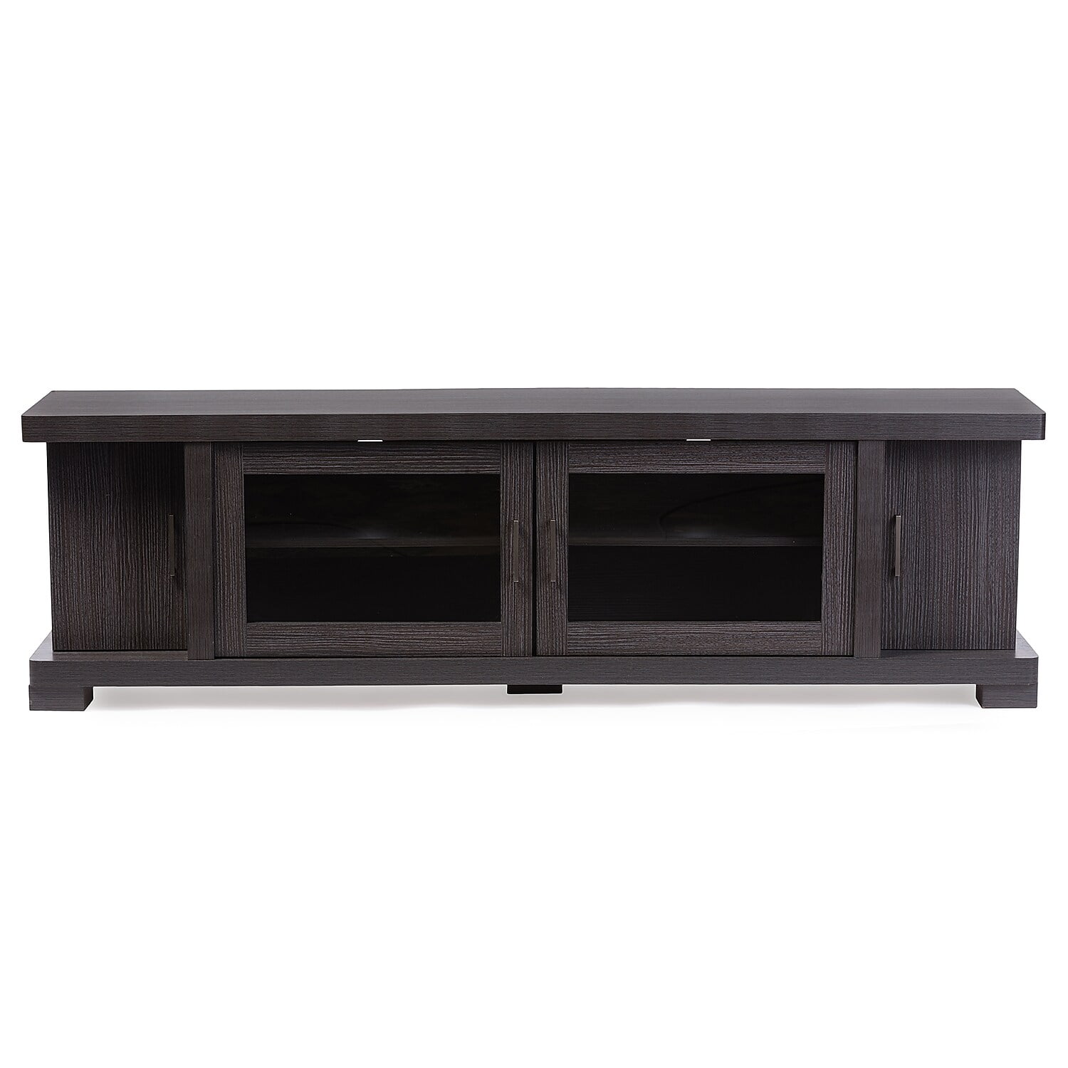 Viveka 70-Inch Dark Brown Wood TV Cabinet with Glass Doors