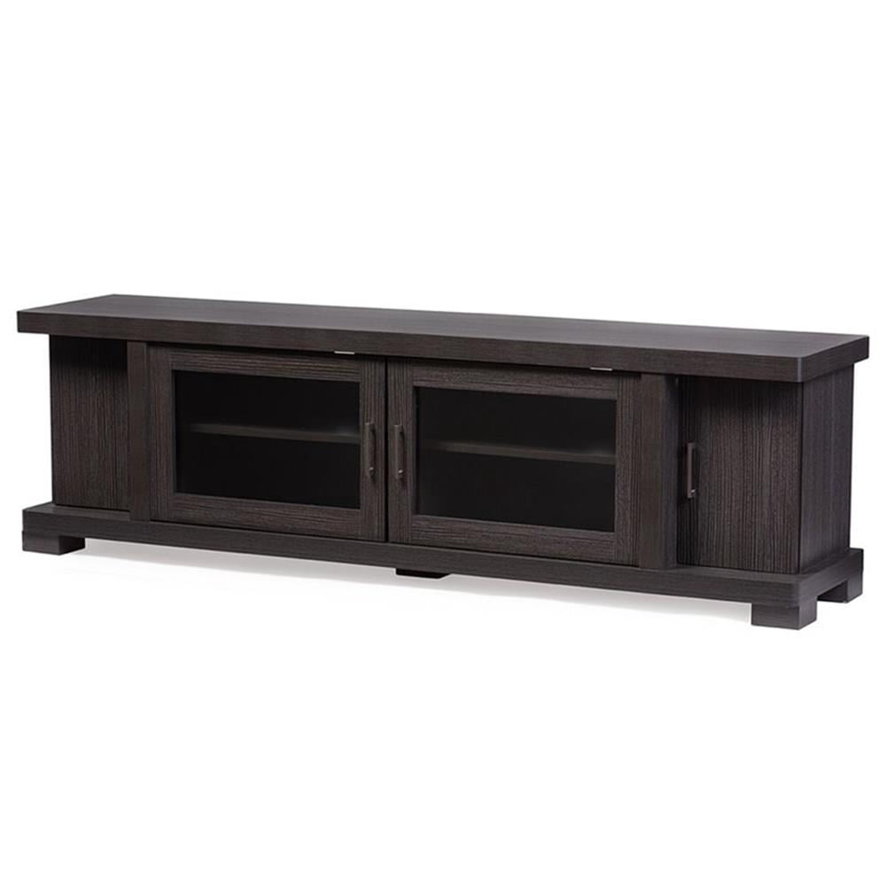 Baxton Studio Viveka 70-Inch Dark Brown Wood TV Cabinet with 2