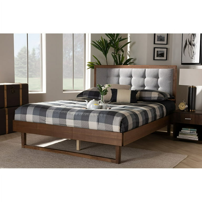 Baxton Studio Viviana Modern and Contemporary Light Grey Fabric Upholstered and Ash Walnut Finished Wood King Size Platform Bed Baxton Studio Viviana Modern and Contemporary Light Grey Fabric Upholstered and Ash Walnut Finished Wood King Size Platform Bed