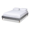 thumbnail image 1 of Baxton Studio Volden Glam and Luxe Charcoal Velvet Fabric Upholstered Full Size Wood Platform Bed Frame with Gold-Tone Leg Tips, 1 of 5