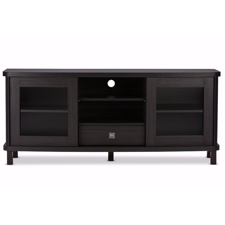 Baxton Studio Walda 70-Inch Dark Brown Wood TV Cabinet with 2 Sliding Doors and 2 Drawers Baxton Studio Walda 70-Inch Dark Brown Wood TV Cabinet with 2 Sliding Doors and 2 Drawers