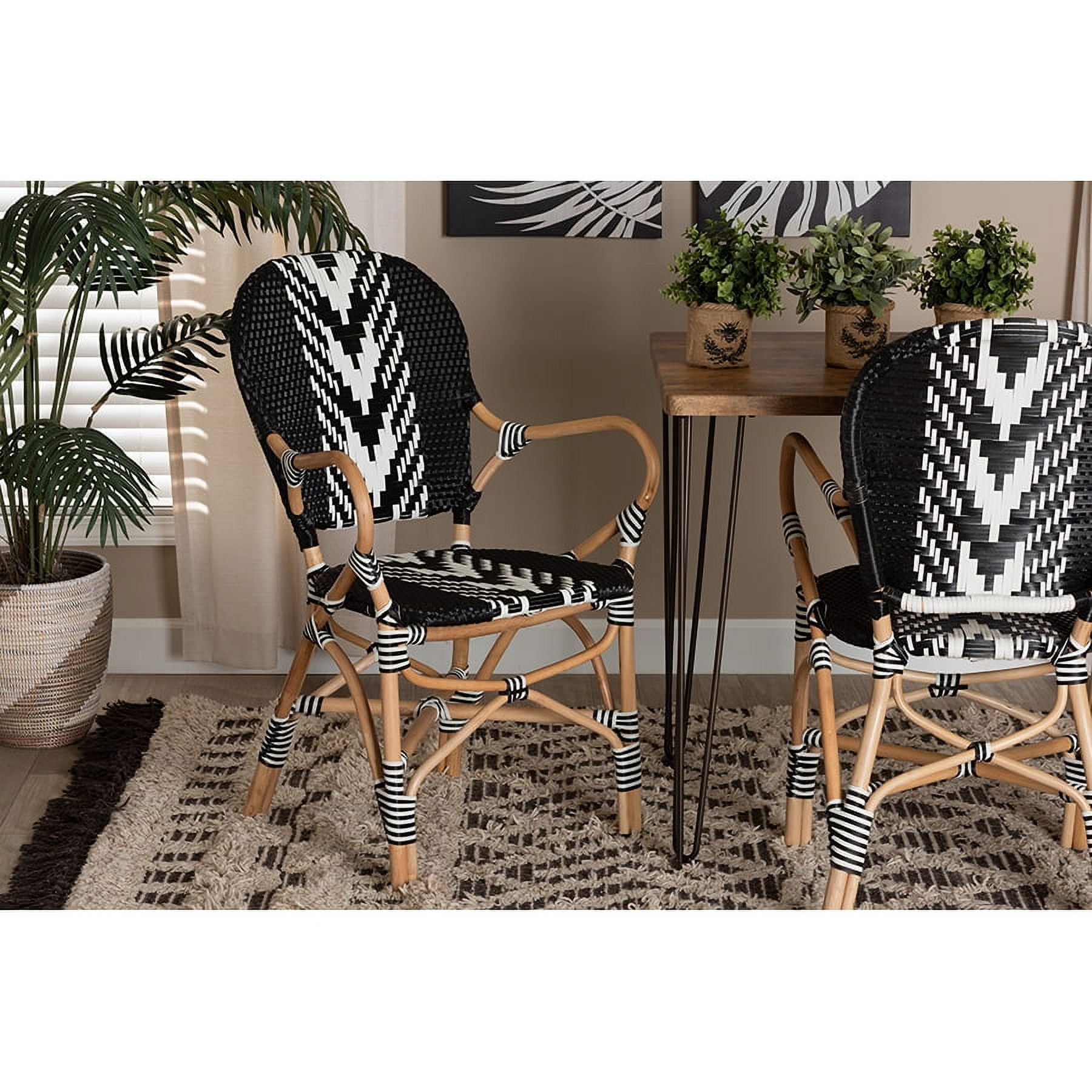 Baxton Studio Wallis Modern French Two-Tone Black and White Weaving and ...