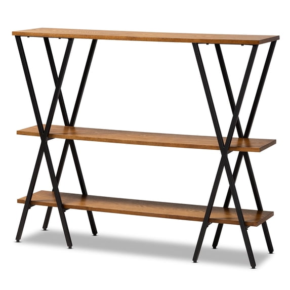 Baxton Studio Walnut Brown Finished Wood and Black Finished Metal Console Table
