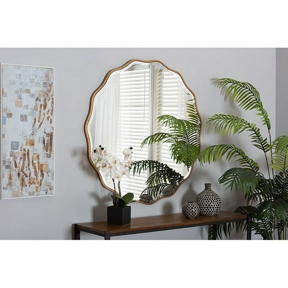 Baxton Studio Weston Modern Glam and Luxe Antique Goldleaf Finished Wood Accent Wall Mirror