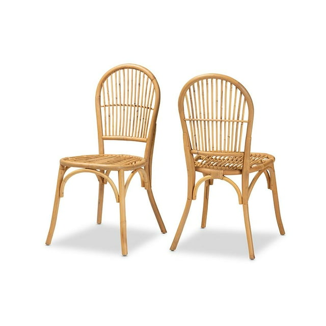 Baxton Studio Wina Modern Bohemian Natural Brown Rattan 2-Piece Dining Chair Set