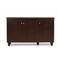 thumbnail image 1 of Winda Modern and  3-Door Dark Brown Wooden Entryway Shoes Storage Cabinet, 1 of 5