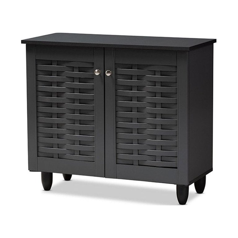 Baxton Studio Winda 4-Door Entryway Shoe Storage Cabinet in Dark Gray