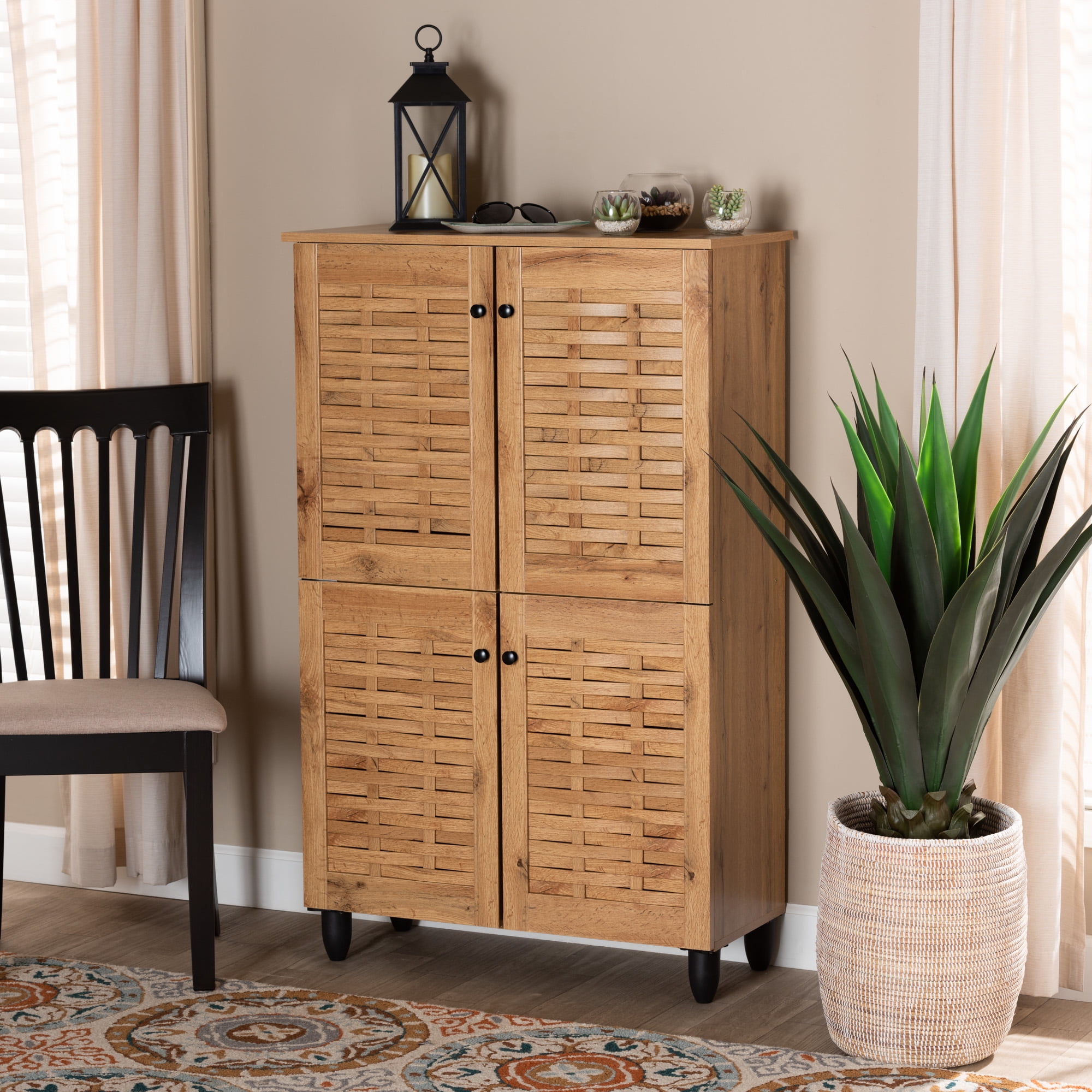 Baxton studio shoe cabinet cheap with 4 doors