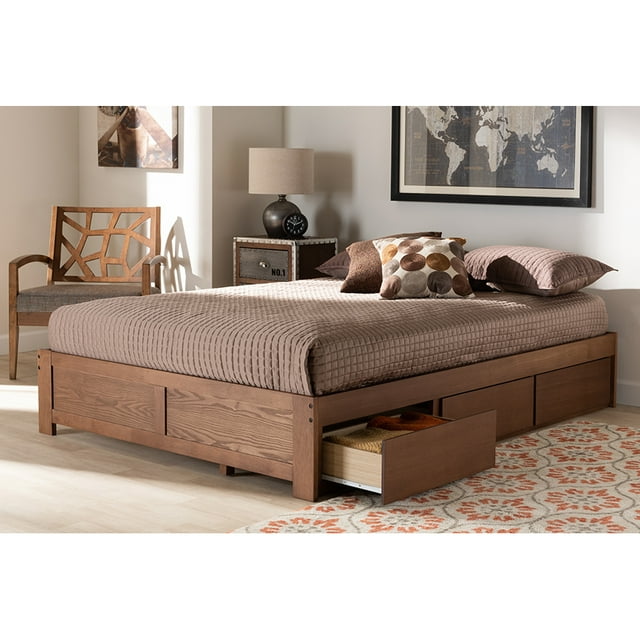 Baxton Studio Wren Modern and Contemporary Walnut Finished 3-Drawer ...