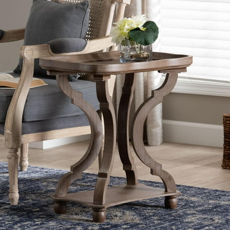 Baxton Studio Yannick French Country End Table, Antique Brown
