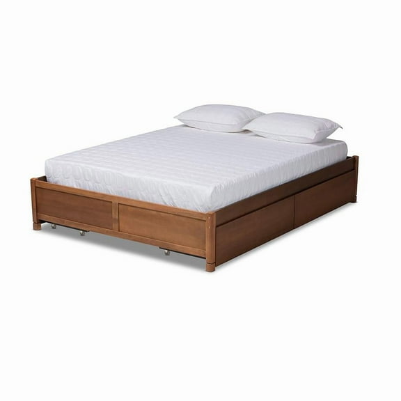 Baxton Studio Walnut Brown Finished Wood Queen Size 4-Drawer Platform Storage Bed Frame