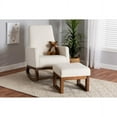 thumbnail image 1 of Baxton Studio Yashiya Mid-Century Modern Off-White Boucle Upholstered and Walnut Brown Finished Wood 2-Piece Rocking, 1 of 7