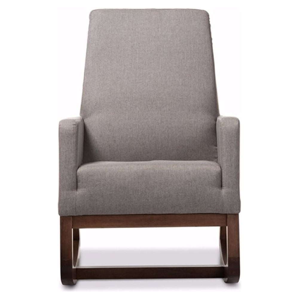 Baxton Studio Yashiya Mid century Retro Modern Grey Fabric Upholstered Rocking Chair