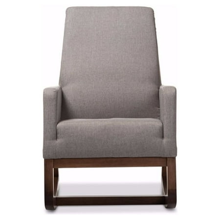 Baxton Studio Yashiya Mid-century Retro Modern Grey Fabric Upholstered Rocking Chair
