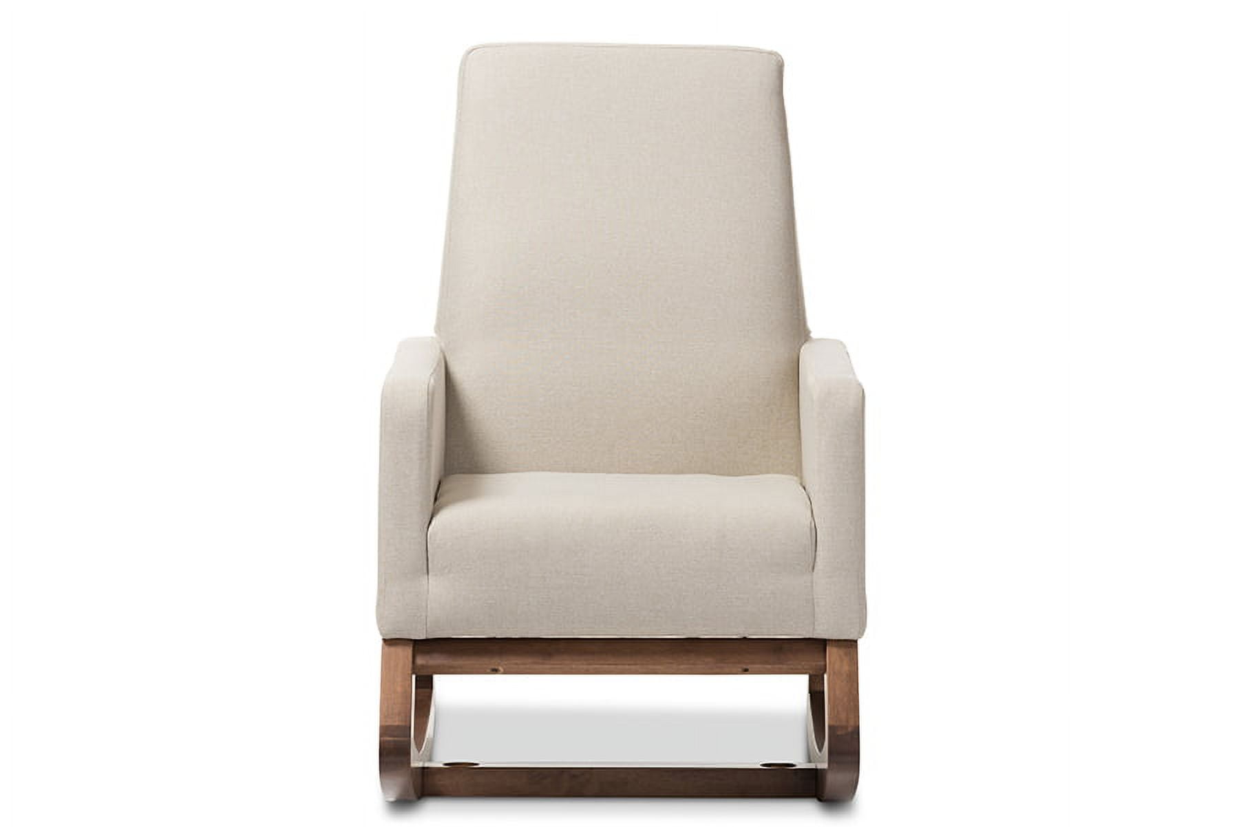 Baxton Studio Yashiya Upholstered Rocker in Light Beige and Walnut