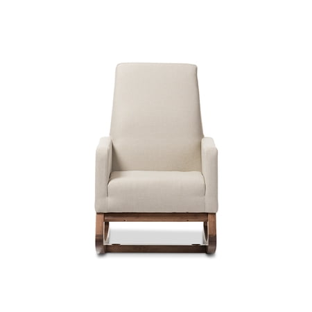 Baxton Studio Yashiya Mid-century Retro Modern Light Beige Fabric Upholstered Rocking Chair