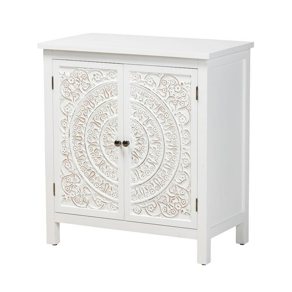Baxton Studio Yelena Traditional White Finished Wood 2-Door Storage Cabinet