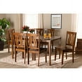 thumbnail image 1 of Baxton Studio Zamira Modern and Contemporary Transitional Walnut Brown Finished Wood 7-Piece Dining Set, 1 of 7
