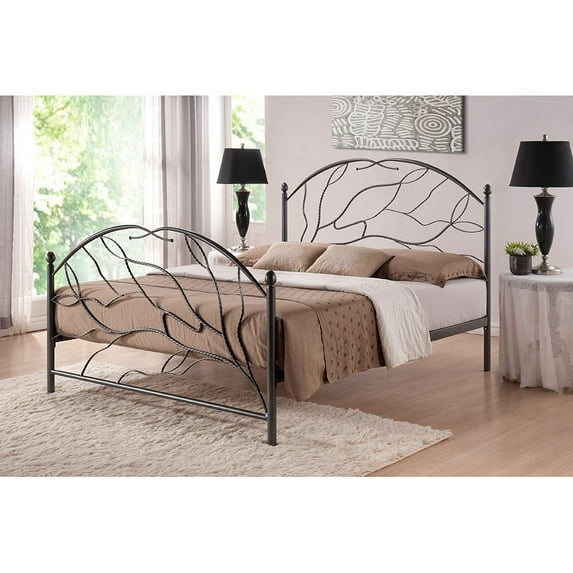 Baxton Studio Zinnia Vintage Industrial Black Bronze Finished Metal Queen Size Platform Bed