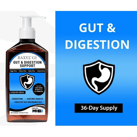Baxyl GI - Gut Health & Digestive Support Liquid with Prebiotic - 36 Day Supply