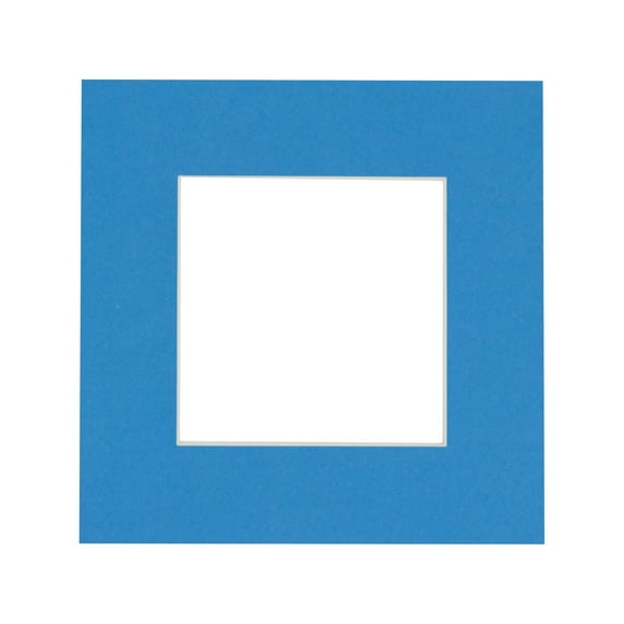Bay Blue Acid Free 16x16 Picture Frame Mats with White Core Bevel Cut for 8x8 Pictures - Fits 16x16