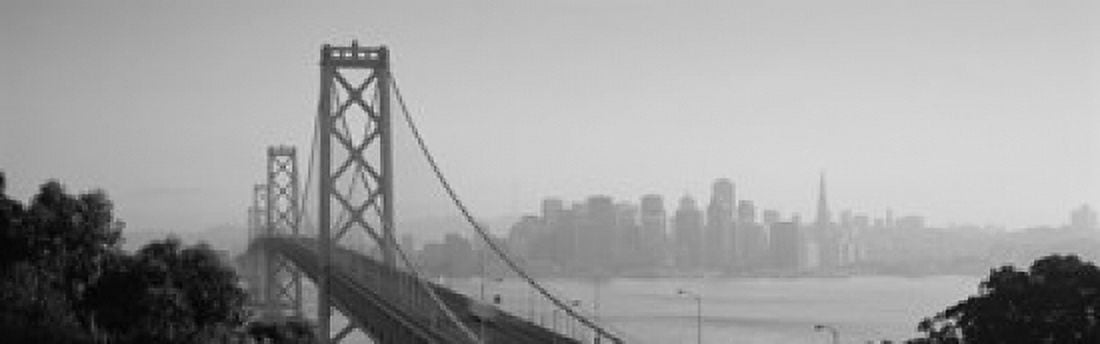 Bay Bridge Skyline City San Francisco California USA Canvas Art - Panoramic Images (18 x 6)
