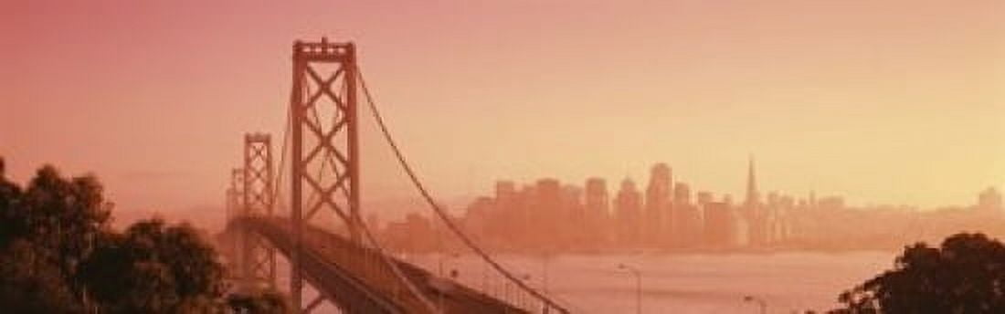 Bay Bridge Skyline City San Francisco California USA Canvas Art - Panoramic Images (18 x 6)