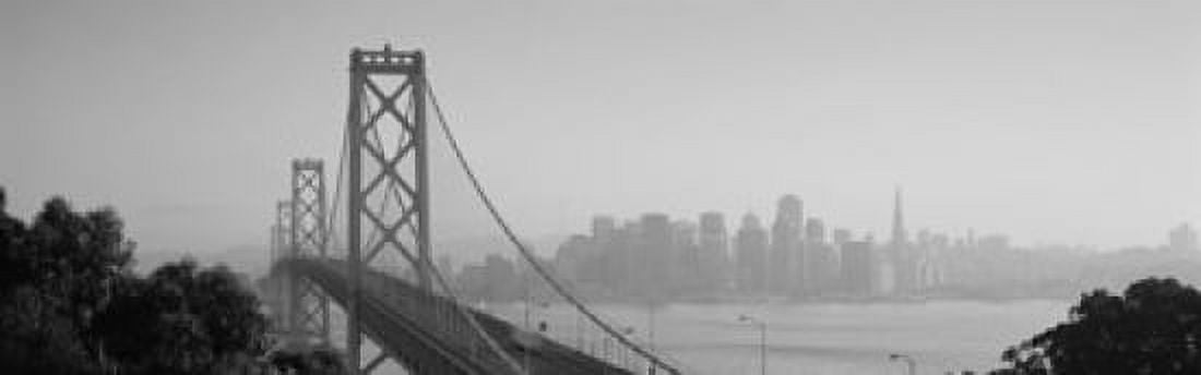 Bay Bridge Skyline City San Francisco California USA Canvas Art - Panoramic Images (36 x 12)