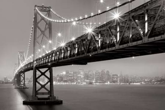 Bay Bridge at Night Canvas Art - Aaron Reed (12 x 18)