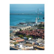 The Bay from Coit Tower - San Francisco California Photography Cityscape Bridge Harbor Skyline Water Architecture Coast Unframed Wall Art Print 16 x 20 inches