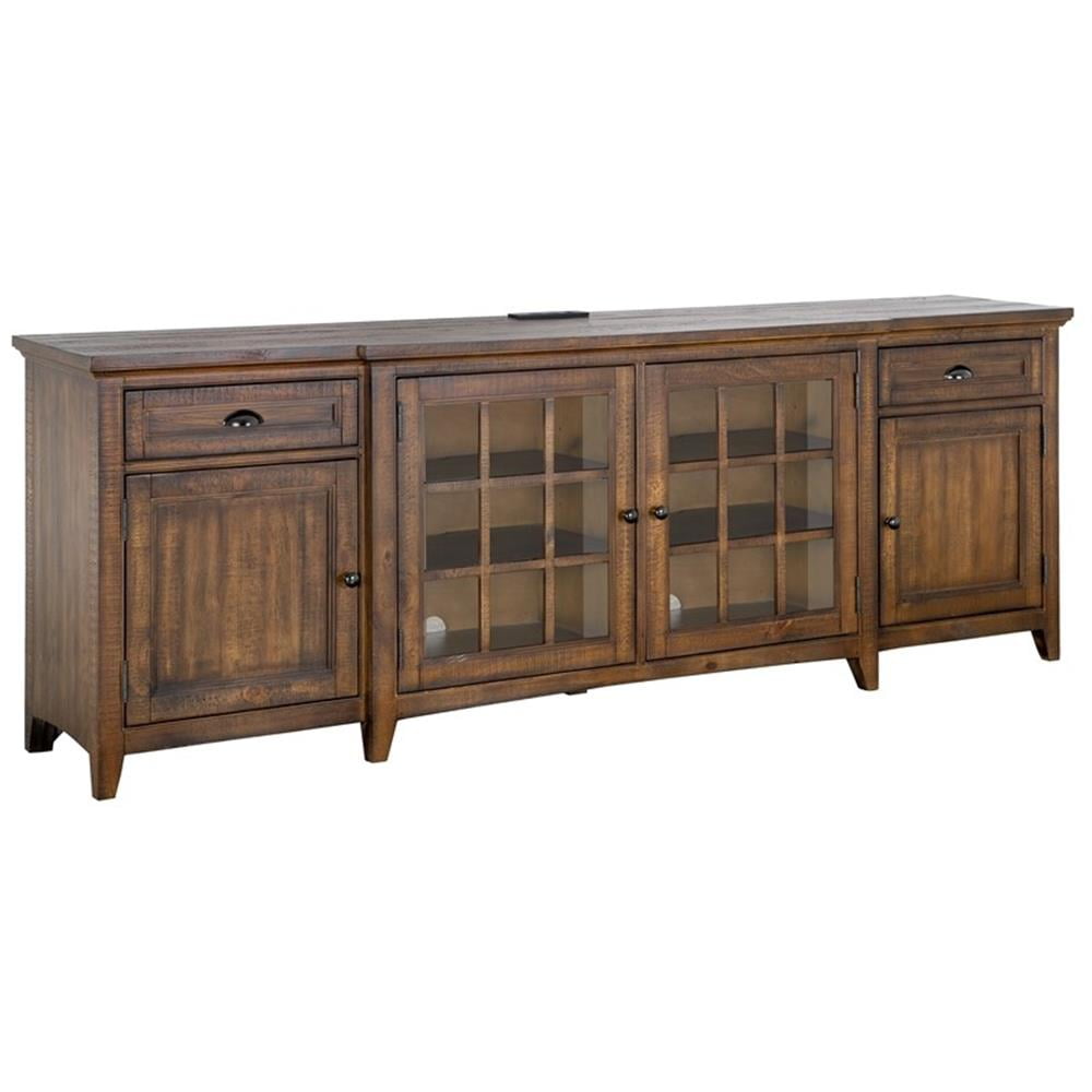 Bay Creek 90" Toasted Nutmeg Wood Entertainment Console with Glass Doors