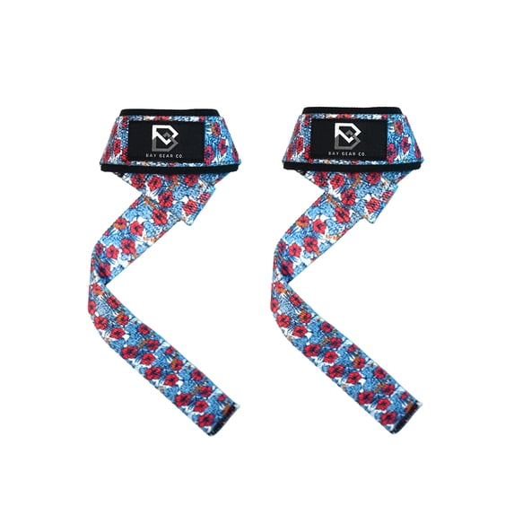 Bay Gear Co. Wrist Straps for Weightlifting - 1 Pair Cotton Lifting Straps with Neoprene Padding, Comfortable Gym Essentials for Enhanced Grip Strength - Tactical Hawaiian