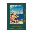 thumbnail image 1 of Bay of Islands - New Zealand - Sword Fishing - New Zealand Railways - Vintage Railroad Travel Poster by John Holmwood c.1930 - Bamboo Fine Art 290gsm Paper (Unframed) 12x16in, 1 of 4