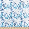 thumbnail image 1 of Bay Leaf Print Linen-Look Polyester Cotton 58" Fabric By The Yard - White / Blue, 1 of 1