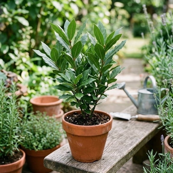 Bay Leaf Tree Live Plant, 8 Inch Tall, Indoor Outdoor Container Plant, Upright Growth Perennial