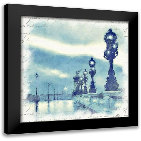 Bay, Noah 12x12 Black Modern Framed Museum Art Print Titled - Paris in Blue II