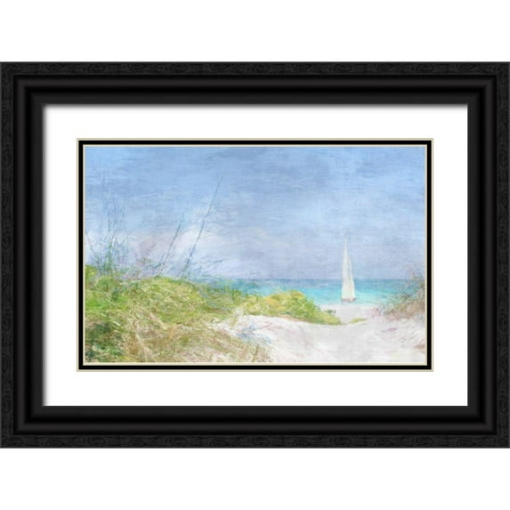 Bay, Noah 14x10 Black Ornate Wood Framed with Double Matting Museum Art Print Titled - Solitary Yacht