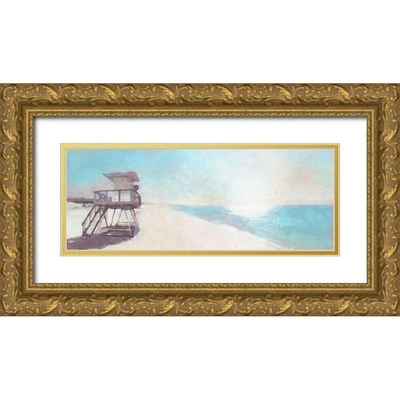 Bay, Noah 14x8 Gold Ornate Wood Framed with Double Matting Museum Art Print Titled - Solitary Hut