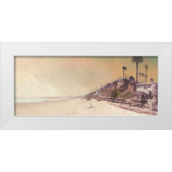 Bay, Noah 24x12 White Modern Wood Framed Museum Art Print Titled - Girl on the Beach