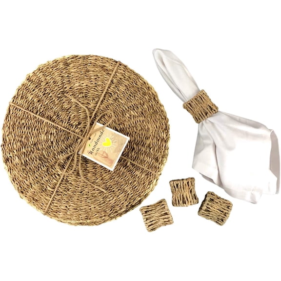 Bay Ocean 13" Charger Plates w/ Napkin Rings (Set of 4)