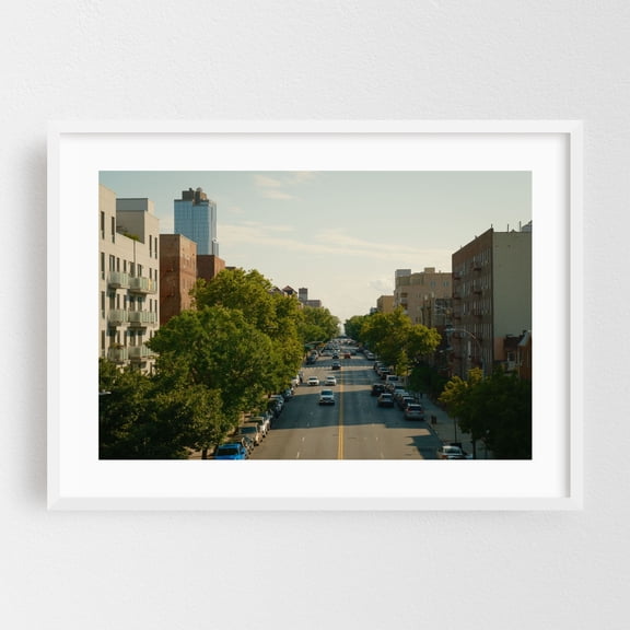 Bay Parkway, Brooklyn - Brooklyn New York Photography City Street Photography Architecture Skyline Scenic Modern Art White Framed Wall Art Print 5 x 7 inches