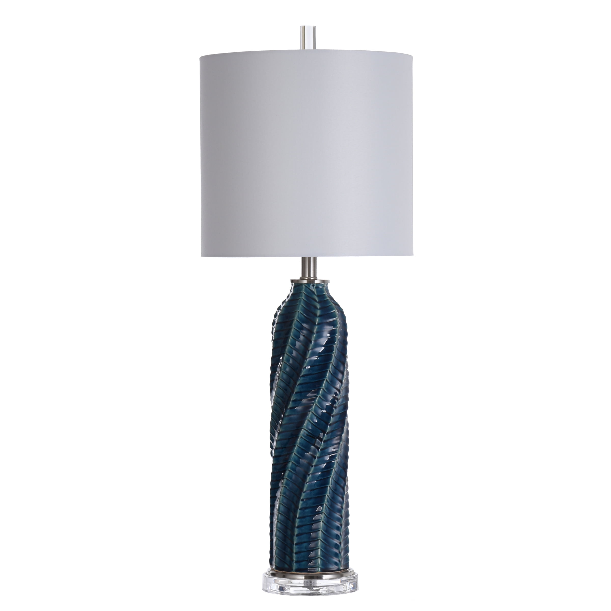 Bay St. Louis Ceramic Swirl Table Lamp - Turquoise Finish - White Fabric Shade