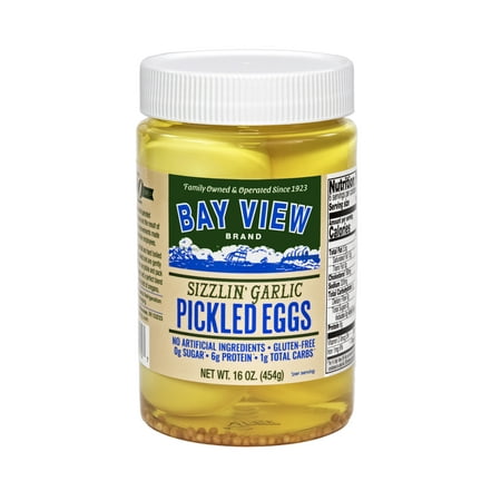 Bay View Packing 4 Pack of Sizzlin' Garlic Pickled Eggs-Tavern Style