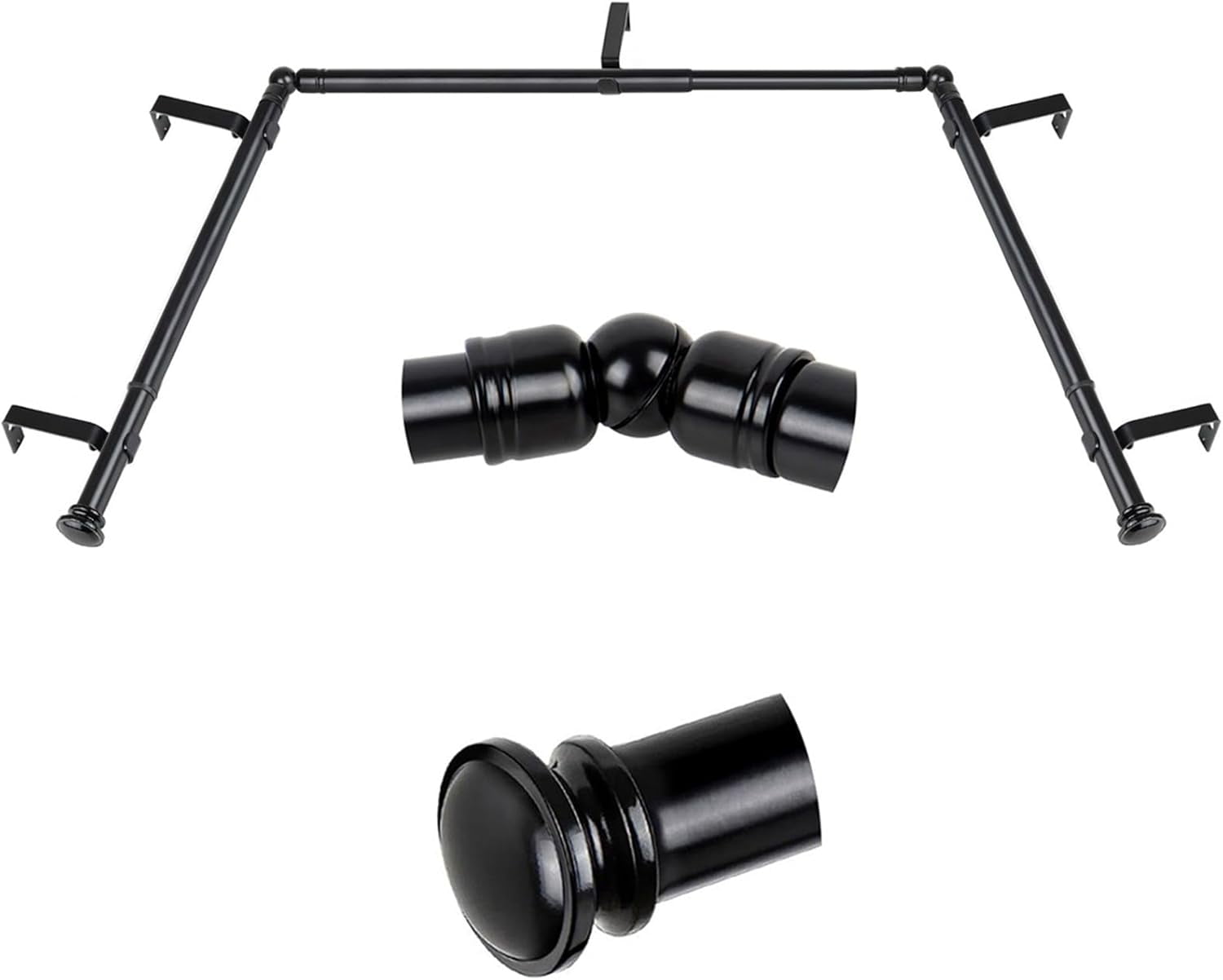 Bay Window Curtain Rods, 36 to 72 Inch Center Rod for window, 20 to 36 ...