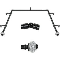 Bay Window Curtain Rods, Black Curtain Rods for Bay windows 32 to 86 Inch (Center Rod), 32 to 58 Inch Side Rods for windows, Decorative Drapery Rods with Bling Finials