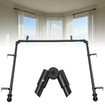 Bay Window Curtain Rods, U Shape Heavy Duty Curved Curtain Rods for Bay Windows with Brackets, 59-184" Adjustable for Bedroom, Living Room, Dinging Room, Black