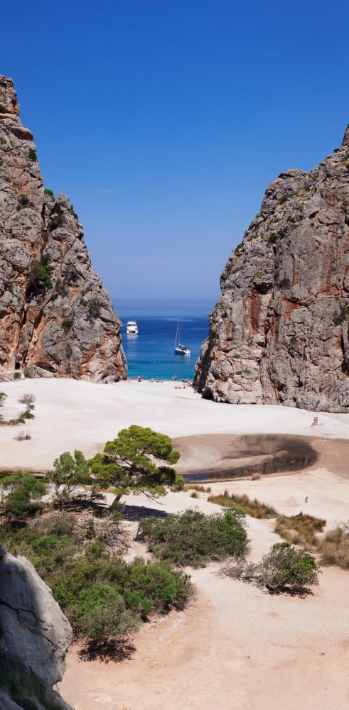 Bay and beach Cala de Sa Calobra Torrent de Pareis Majorca Balearic Islands Spain Canvas Art - Panoramic Images (27 x 9)