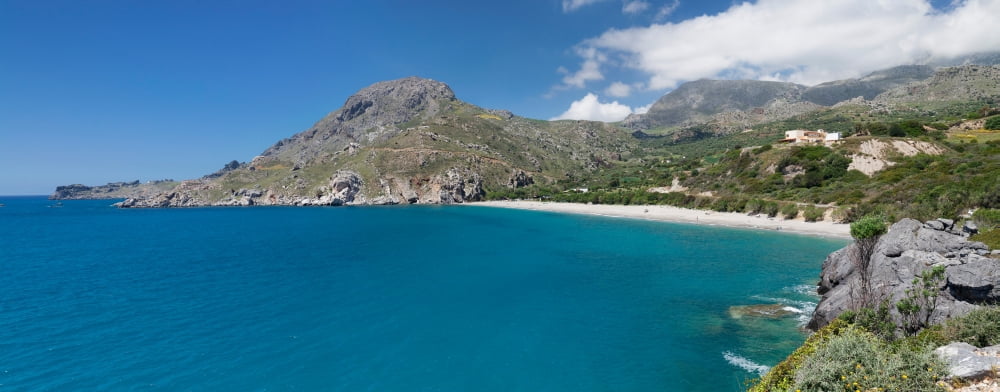 Bay and beach of Souda Plakias Crete Greece Canvas Art - Panoramic Images (27 x 9)